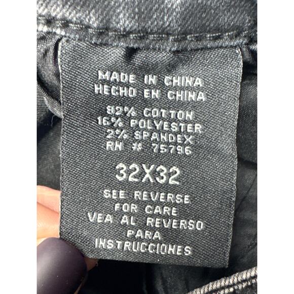 Waimea Men's Distressed Moto Style Skinny Black Denim Jeans - Size 32 (31x32) - Picture 5 of 5